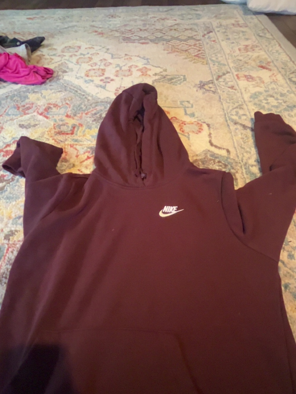 Nike Maroon/Burgundy Pullover Hoodie with White Swoosh